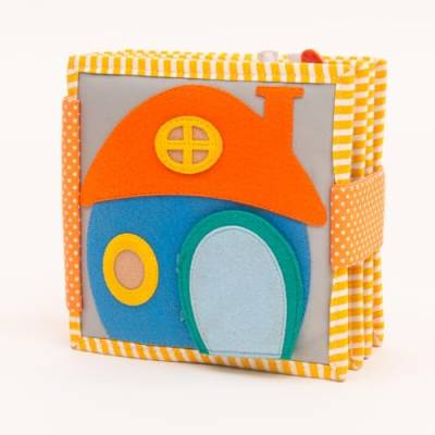 Jolly Designs 6-seitiges Mini Quiet Book Home Sweet Home- Montessori Lernspielzeug Tus Hochwertigem Stoff zur Förderung der Motorik Für Kleinkinder ab 2 Jahren von Jolly Designs