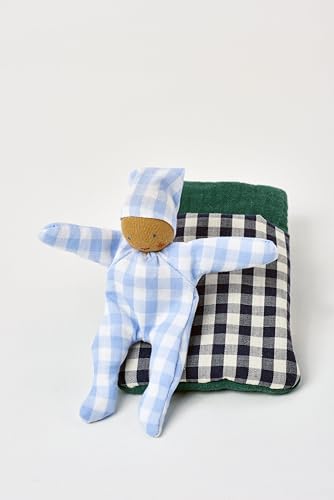 Käthe Kruse Baby mit Schlafsack Karo blau – Stoffpuppe aus Oeko-TEX® Baumwolle, Für Kinder Ab 0 Monaten von Käthe Kruse