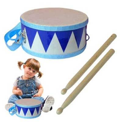 Kuxiptin Kinder-Schlagzeugset,Schlagzeugset für Kinder - Doppelseitiges Kinder-Schlagzeugset mit 2 Trommelstöcken, verstellbarem Riemen - 8-Zoll-Baby-Holzspaß-Trommelspielzeug, frühes Lernen, von Kuxiptin