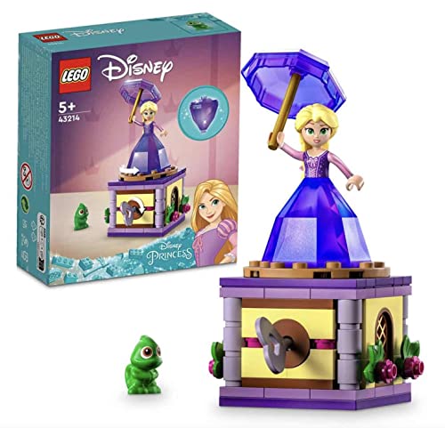 LEGO Disney Princess Rapunzel-Spieluhr, Prinzessinnen Spielzeug zum Bauen mit Rapunzel Mini-Puppe, Diamantkleid und Chamäleon Pascal für Kinder 43214 von LEGO