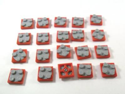 LEGO Bricks – Bügeleisen schwenkbar (20 Stück), 2 x 2 Türen, hellgrau Neues und rot von LEGO