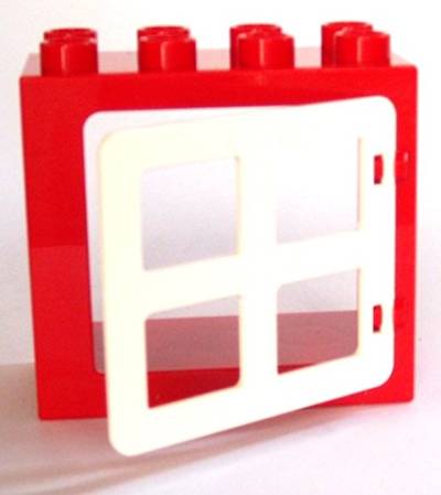 LEGO DUPLO - 1 Fenster in rot mit weißem Laden von LEGO