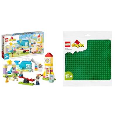 LEGO DUPLO Traumspielplatz Set, Konstruktionsspielzeug für Kinder ab 2 Jahren & DUPLO Bauplatte in Grün, Grundplatte für DUPLO Sets, Konstruktionsspielzeug für Kleinkinder 10980 von LEGO