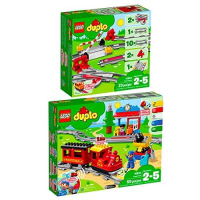 Lego Duplo 2er Set 10882 10874 Eisenbahn Schienen + Dampfeisenbahn von LEGO