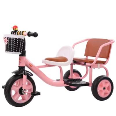 Kinderwagen für Kleinkinder im Alter von 2 bis 5 Jahren, Kinderdreiräder mit Zwei Sitzen für Zwillinge, leichte Schaumstoffräder, Dreirad-Dreirad, Vorderkorb,Tret-Dreiräder von LSQXSS