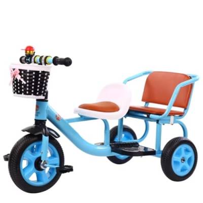 Kinderwagen für Kleinkinder im Alter von 2 bis 5 Jahren, Kinderdreiräder mit Zwei Sitzen für Zwillinge, leichte Schaumstoffräder, Dreirad-Dreirad, Vorderkorb,Tret-Dreiräder von LSQXSS