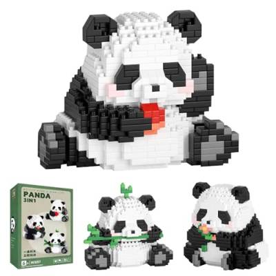 LUFEIS 3 In1 Panda Bausteine Set, Mini Panda Bausteine, 688 Stücke Mini Tiere Bausteine Set, Panda Geschenk, Panda Baustein Konstruktionsspielzeug, für Kinder ab 6+ Jahren von LUFEIS
