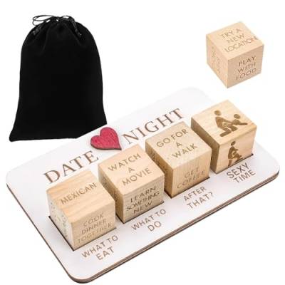LUFEIS Date Night Dice, Wooden Date Night Dice After Dark Edition, Decision Dice for Couples, What to Do Date Night Couples Games with Pouch Storage, Reusable Wooden Dice Set for Date Night Ideas von LUFEIS