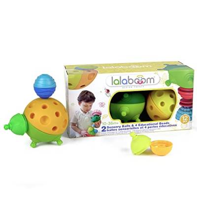 Lalaboom - Sensory Soft Balls - Preschool Toy - Montessori Shapes and Colors Construction Game and Learning Toy for Children from 10 Months to 4 Years Old - BL900, 12 Pieces von Lalaboom