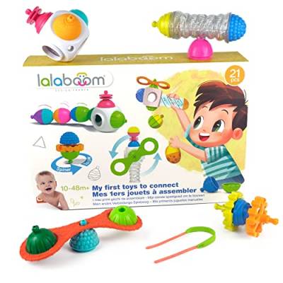 Lalaboom – Preschool Learning Toy - Construction Gift Set - Step by Step Toy - 6 Classic Toys and 7 Chunky Beads with Accessory - 21 Pieces - from 10 Months to 4 Years Old, BL600 von Lalaboom