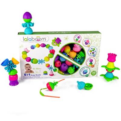 Lalaboom - Preschool Educational Beads - Montessori Shapes and Colors Construction Game and Learning Toy for Babies and Children from 10 Months to 4 Years Old - BL300, 36 Pieces von Lalaboom