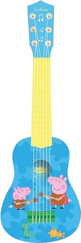 Lexibook - Peppa Pig Georges - Meine erste Akustische Gitarre aus Holz, 6 Nylonsaiten, 53 cm, inkl. Lernanleitung, Blau/Gelb, K200PP von Lexibook