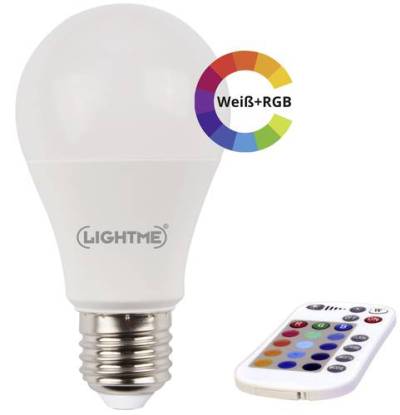 LightMe LM85194 LED EEK F (A - G) E27 Glühlampenform 8.8W = 66W RGBW (Ø x L) 60mm x 114mm colorcha von LightMe