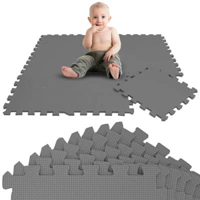 LittleTom 9 Teile Spielmatte Baby Puzzlematte ab Null - 30x30 Krabbelmatte Baby - Spielmatte Kinder Babydecke Spieldecke - Bodenmatte Kinderzimmer - Activity Babymatte Bodenschutzmatte Baby Spielzeug von LittleTom