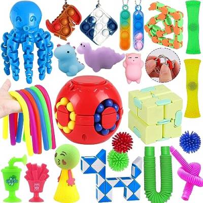 Lubibi 22PCS Pop-Röhre Anti Stress Spielzeug Set,Sensory Therapy Toys,Stressabbau-Spielzeug Set Für Kinder Erwachsene Autismus ADHS Stress von Lubibi