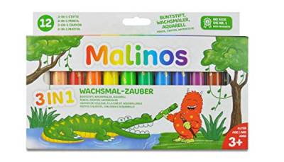 MALINOS 301035 Wachsmal-Zauber Stifte 3 in 1, 12'er Pack von MALINOS