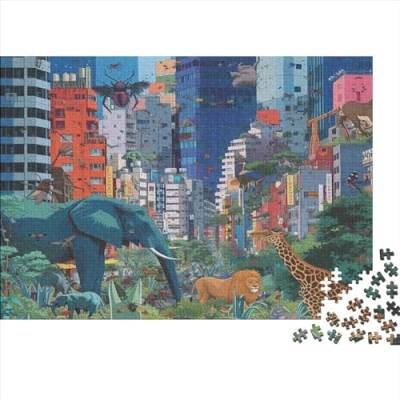 A Magical Zoo Hölzernes Nachhaltiges Puzzle Für Erwachsene 300 Teile Zoo Puzzle Lernspiele Tolles Geschenk Einzigartige Heimdekoration 300pcs (40x28cm) von MCSQAEEZE