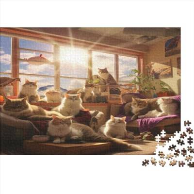 Cat Hölzernes Nachhaltiges Puzzle Für Erwachsene 300 Teile Bedroom Puzzle Lernspiele Tolles Geschenk Einzigartige Heimdekoration 300pcs (40x28cm) von MCSQAEEZE