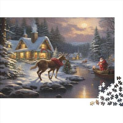 Christmas Snow Hölzernes Nachhaltiges Puzzle Für Erwachsene 500 Teile Deer Puzzle Lernspiele Tolles Geschenk Einzigartige Heimdekoration 500pcs (52x38cm) von MCSQAEEZE