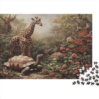 Cute Giraffe Hölzernes Nachhaltiges Puzzle Für Erwachsene 1000 Teile Giraffe Herausforderung Spielzeug Geschenke Einzigartige Heimdekoration 1000pcs (75x50cm) von MCSQAEEZE