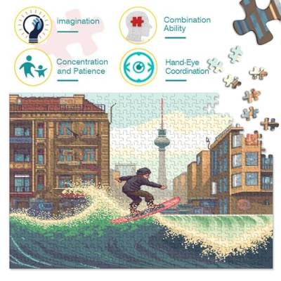 Surfing Hölzernes Puzzles Für Erwachsene 300 Teile Sea Surface Puzzle Lernspiele Geschenke Heimdekoration Puzzle 300pcs (40x28cm) von MCSQAEEZE