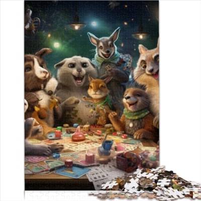 1000 Teile Puzzle für Erwachsene Tiere, die Poker Spielen, Puzzle aus Holz, rechteckig, kreatives Puzzle, Geschenk für Freunde und Familie (Größe 75x50cm) von MEFESE