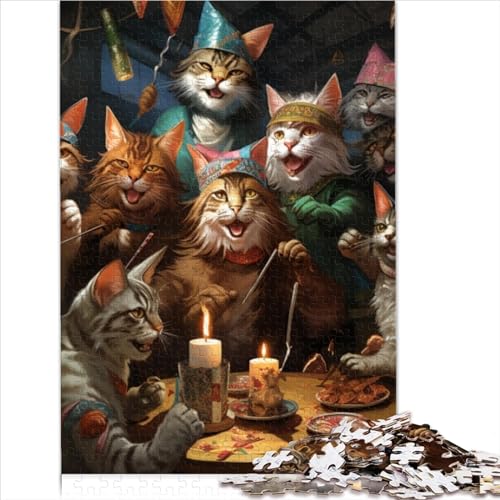 500-teilige Puzzles, Katzen-Party-Puzzles für Erwachsene, Holzpuzzles, herausfordernd zu lösen, Aber lustig und humorvoll, 52x38cm von MEFESE