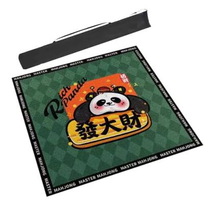Mahjong-Tischdecke Grüne Mahjong-Tischmatte Mit Süßem Panda-Aufdruck, Rutschfeste Und Geräuschreduzierende Brettspiel-Tischmatte, Tisch-Gaming-Matte Mit Tasche ( Color : Green , Size : 31.5x31.5inch/8 von MOOFUT