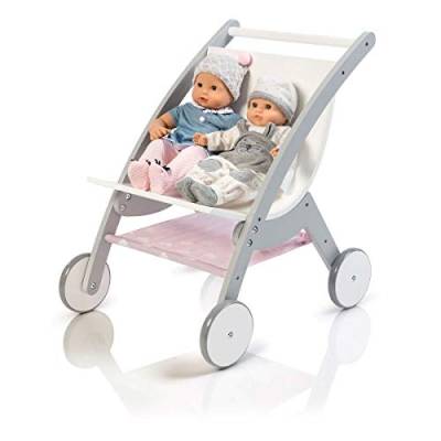 Puppen-ZwillingsWagen - Barlia grau/weiß aus Holz von MUSTERKIND