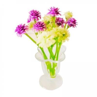 MagiDeal 4X 1/12 Mini Blume in Vase, Simulationsszene, Feengarten, Schlafzimmer, Miniatur Blumentopf, Künstliche Bonsai Dekoration, Landschaftszubehör von MagiDeal