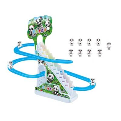 MagiDeal Panda-Rennset, elektrische Schienenrutsche, Treppe mit Musik und Lichtern, elektrische Rennstrecke, Spielzeug-Achterbahn, Spielset für Partyspielzeug von MagiDeal