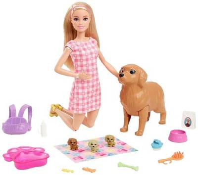 Mattel Barbie Puppe (blond) mit Hund und Welpen HCK75 von Mattel