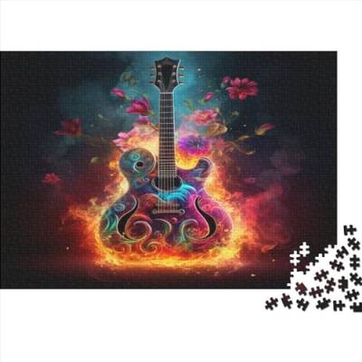 Flamme Gitarre Puzzles Für Erwachsene 1000 Teile Musik Lernspiel Geburtstag Home Decor Family Challenging Spiele Stress Relief 500pcs (52x38cm) von MekUk