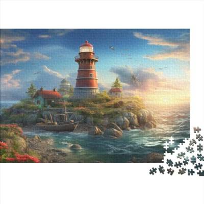 Leuchtturm an der Küste Puzzle 1000 Teile Für Erwachsene Educational Spiele Family Challenging Spiele Wohnkultur Geburtstag Stress Relief Toy 1000pcs (75x50cm) von MekUk
