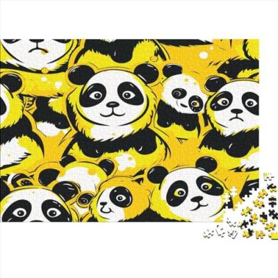 Niedlicher Panda Erwachsene Puzzles 1000 Teile Gelber Panda Family Challenging Spiele Geburtstag Home Decor Lernspiel Entspannung Und Intelligenz 1000pcs (75x50cm) von MekUk