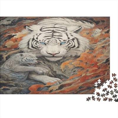 Weißer Tiger 1000 Teile Tier Erwachsene Puzzles Family Challenging Spiele Educational Spiele Wohnkultur Geburtstag Stress Relief 1000pcs (75x50cm) von MekUk