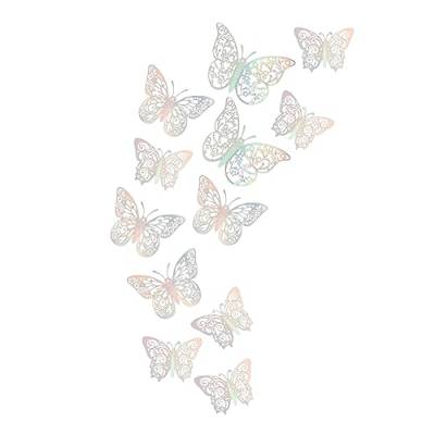 Mikikit 36st Schmetterlingskarte Fensteraufkleber Schmetterlinge Zum Basteln 3d-schmetterlinge Partydeko Der 70er Metalldekor Tortenaufleger Einschulung Kind Bunt Dekorative Wand Papier von Mikikit