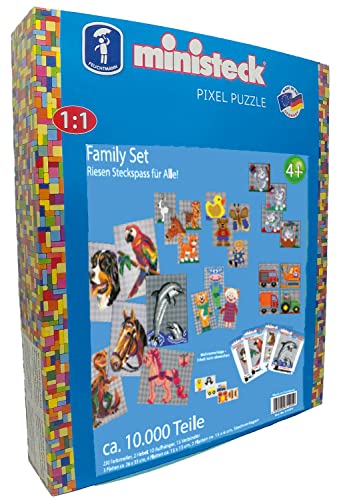 Ministeck 31425 - Family Set ca. 10.000 Teile, unzählige Mosaikmotive, Steckspaß für Kinder und Erwachsene, ideales Geschenk für kreatives Spielen von Ministeck