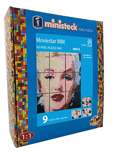 Ministeck 38912 - Mosaikbild Moviestar MM, ca. 40 x 40 cm große Steckplatte mit ca. 3.700 bunten Steinen, Steckspaß für Kinder ab 12 Jahren von Ministeck
