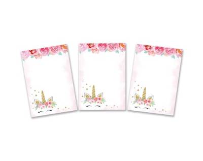 10 Mini-Notizblöcke Unicorn Einhorn Mitgebsel für Mädchen Kindergeburtstag Gastgeschenke Mädchengeburtstag / A7-Format von Minkocards