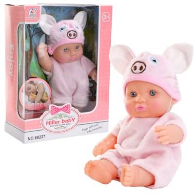 Babypuppe 20 cm groß Puppen Sammlerpuppe Minipüppchen mit Tierbekleidung 8 Inch Mini Puppe Puppenspielzeug für Kinder ab 3 Jahren (Schwein) von Miunana