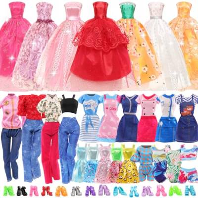 Miunana 27 Puppenkleidung Kleidung für Puppen = 6 Kleider 3 Tops 3 Hosen 3 Abendkleider 2 Badenanzüge 10 Schuhe für 11,5 Zoll Mädchen Puppen von Miunana