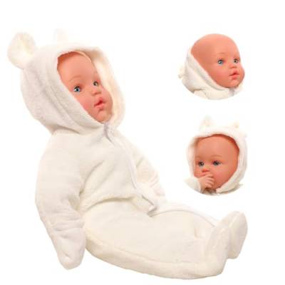 Miunana Babypuppe 43 cm Weichkörperpuppe in süßer Puppenkleidung, sehr handlich, niedliches Outfit, ohne Haare Weichkörper Puppen für Kinder ab 3 Jahren von Miunana