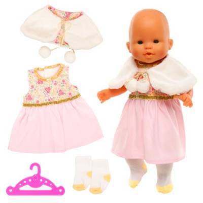 Miunana Kleidung Bekleidung Outfits für Baby Puppen, Puppenkleidung 35-43 cm, Kleid Umhang Socke Kleiderbügel von Miunana