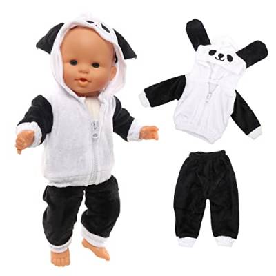 Miunana Kleidung Bekleidung Outfits für Baby Puppen, Puppenkleidung 35-43 cm, 2 teilig, Jacke Hose (Weiß) von Miunana