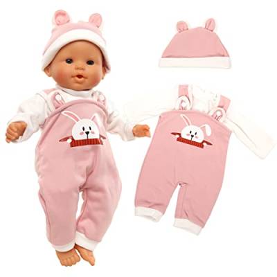 Miunana Kleidung Outfits für Baby Puppen, Pink Süße Puppenkleidung mit Hut 35-43 cm von Miunana