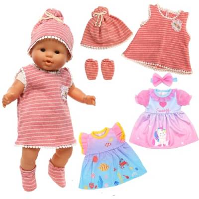 Miunana Kleidung Puppenkleidung Kleider Zubehör für 35-43 cm Baby Puppen, 3 Süße Outfits für Baby Puppen von Miunana