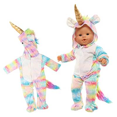 Miunana Kleidung Puppenkleidung Outfits für 35-43 cm Baby Puppen, Einhorn Puppenbekleidung für Baby Doll (Bunt) von Miunana
