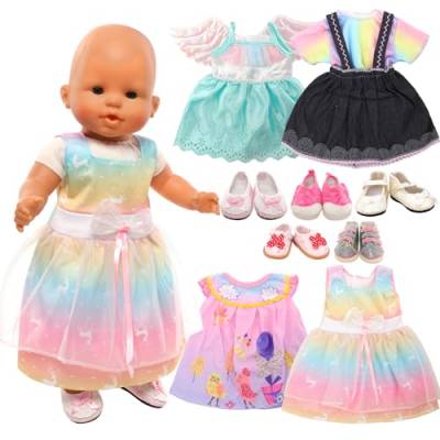 Miunana Kleidung Schuhe Puppenkleidung Kleider für 35-43 cm Baby Puppen, 4 Outfits 2 Schuhe für Baby Doll von Miunana