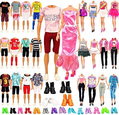 Miunana 21 Puppenkleidung 6 Kleidung Bekleidung Set 4 Schuhe für Jungen Puppen 6 Kleider 5 High Heels für 11,5 Zoll Mädchen Puppen von Miunana